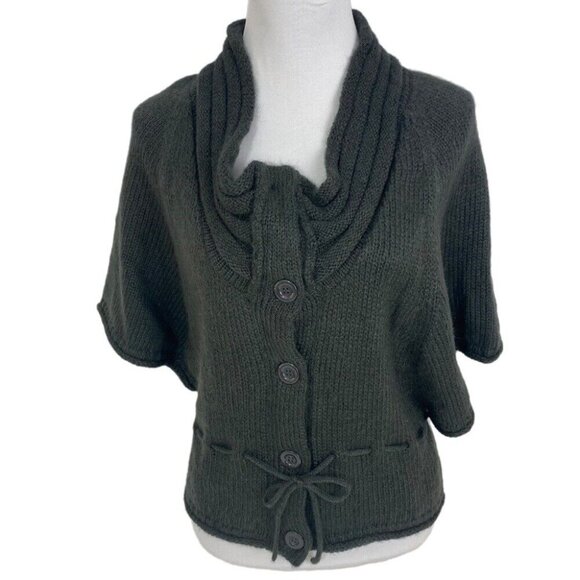 Zoe D Women's Gray Cowl‎ Neck Tie Waist Button Down Business Casual Sweater M/38 - Picture 2 of 9